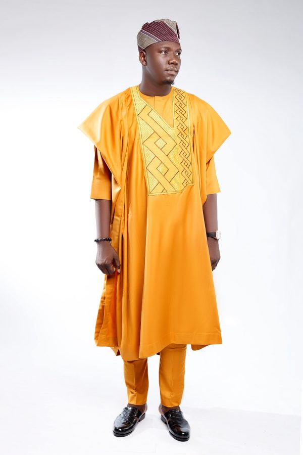 ETW YELLOW EMBROIDERY DESIGNED AGBADA 001