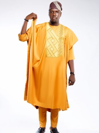 ETW YELLOW EMBROIDERY DESIGNED AGBADA 001