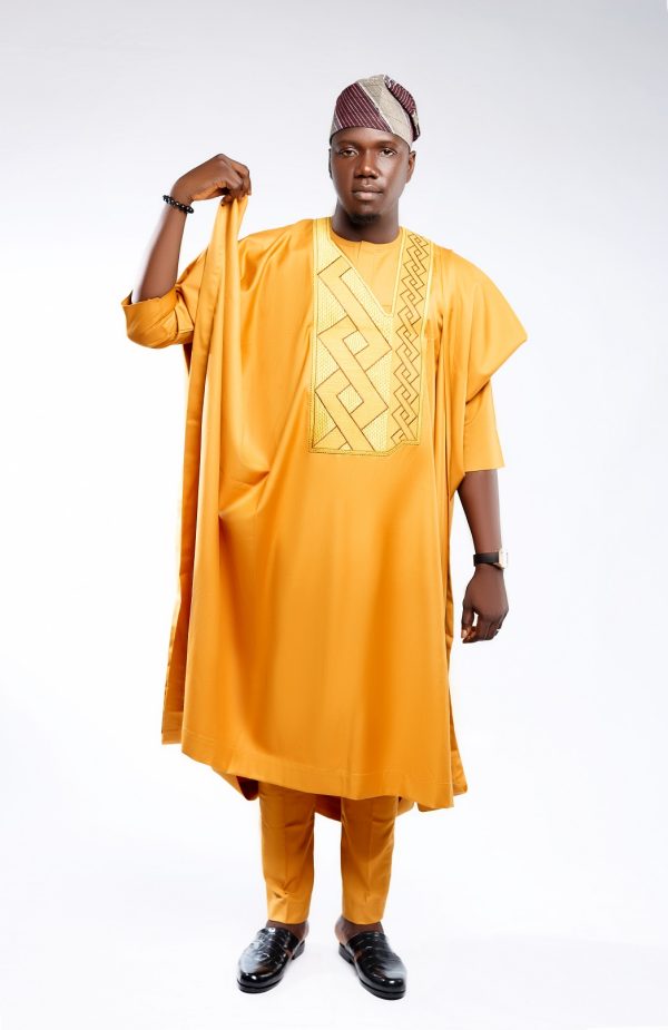 ETW YELLOW EMBROIDERY DESIGNED AGBADA 001