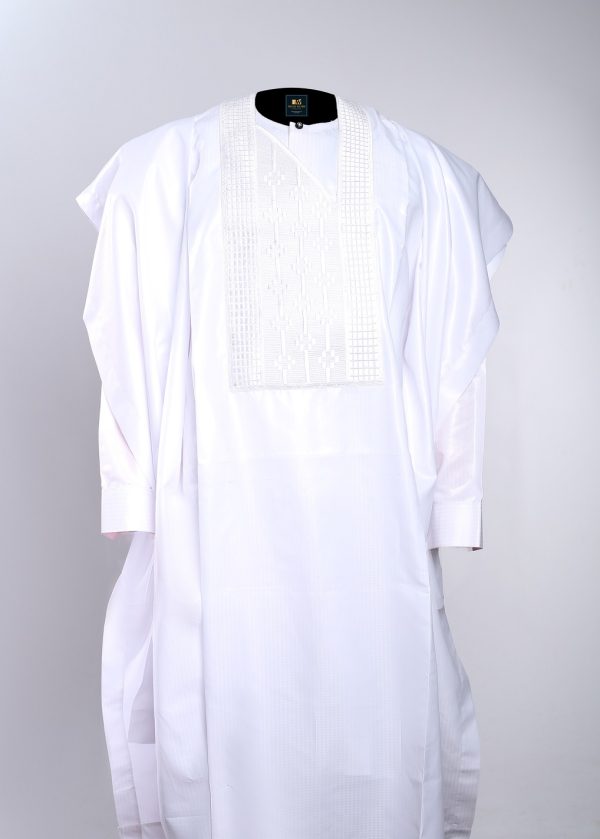 ETW WHITE EMBROIDERY DESIGNED AGBADA 002