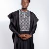 ETW BLACK WITH WHITE EMBROIDERY DESIGNED AGBADA 004