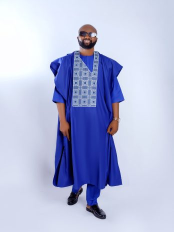 ETW BLUE EMBROIDERY DESIGNED AGBADA 003