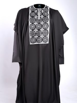 ETW BLACK WITH WHITE EMBROIDERY DESIGNED AGBADA 004