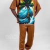 ETW PALM DESIGNED BROWN CREPE 03