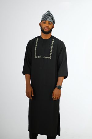 ETW black monogram designed kaftan 2