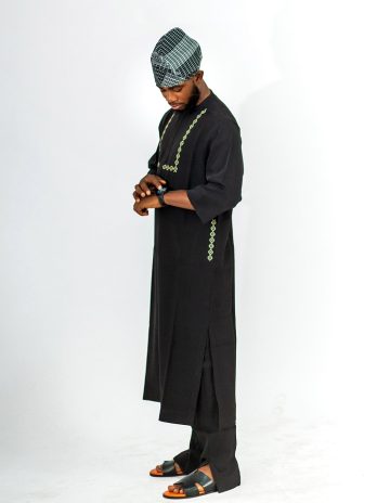 ETW black monogram designed kaftan 2