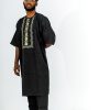 ETW black monogram design short sleeved kaftan 3