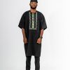 ETW black monogram design short sleeved kaftan 3