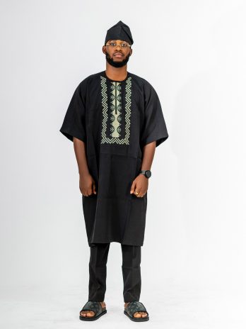ETW black monogram design short sleeved kaftan 3