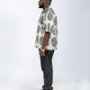 blue and golden designed damask shirt