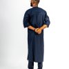ETW blue monogram designed short-sleeved kaftan