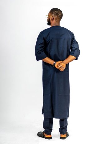 ETW blue monogram designed short-sleeved kaftan