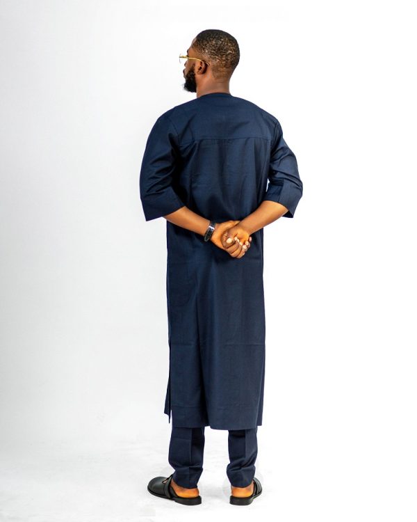 ETW blue monogram designed short-sleeved kaftan