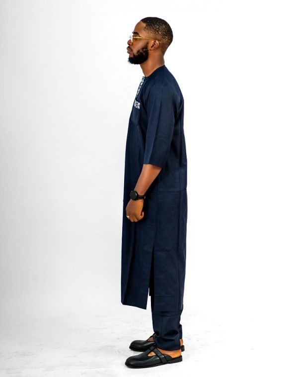 ETW blue monogram designed short-sleeved kaftan