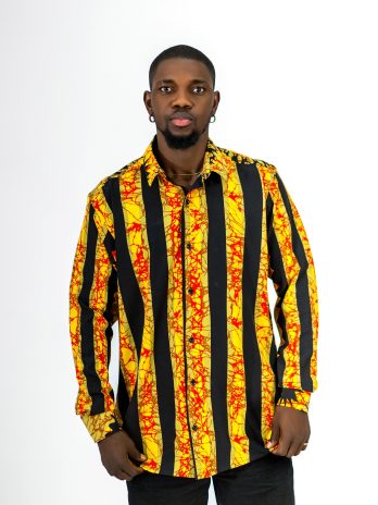 ETW yellow and black stripped long-sleeved shirt