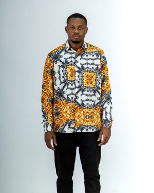 ETW Yellow and white designed long-sleeved shirt