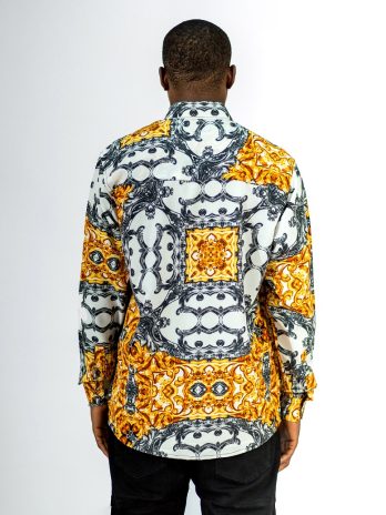 ETW Yellow and white designed long-sleeved shirt